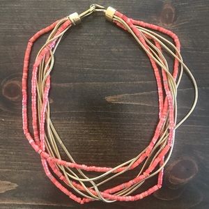 Michael Kors gold & coral statement necklace